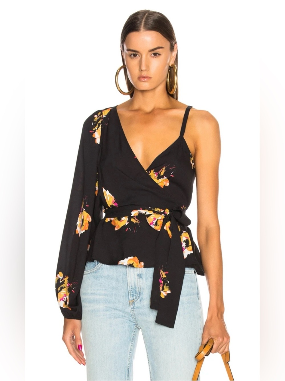 A.L.C.
Mickalene One-Shoulder Silk Wrap Top,sz : 6